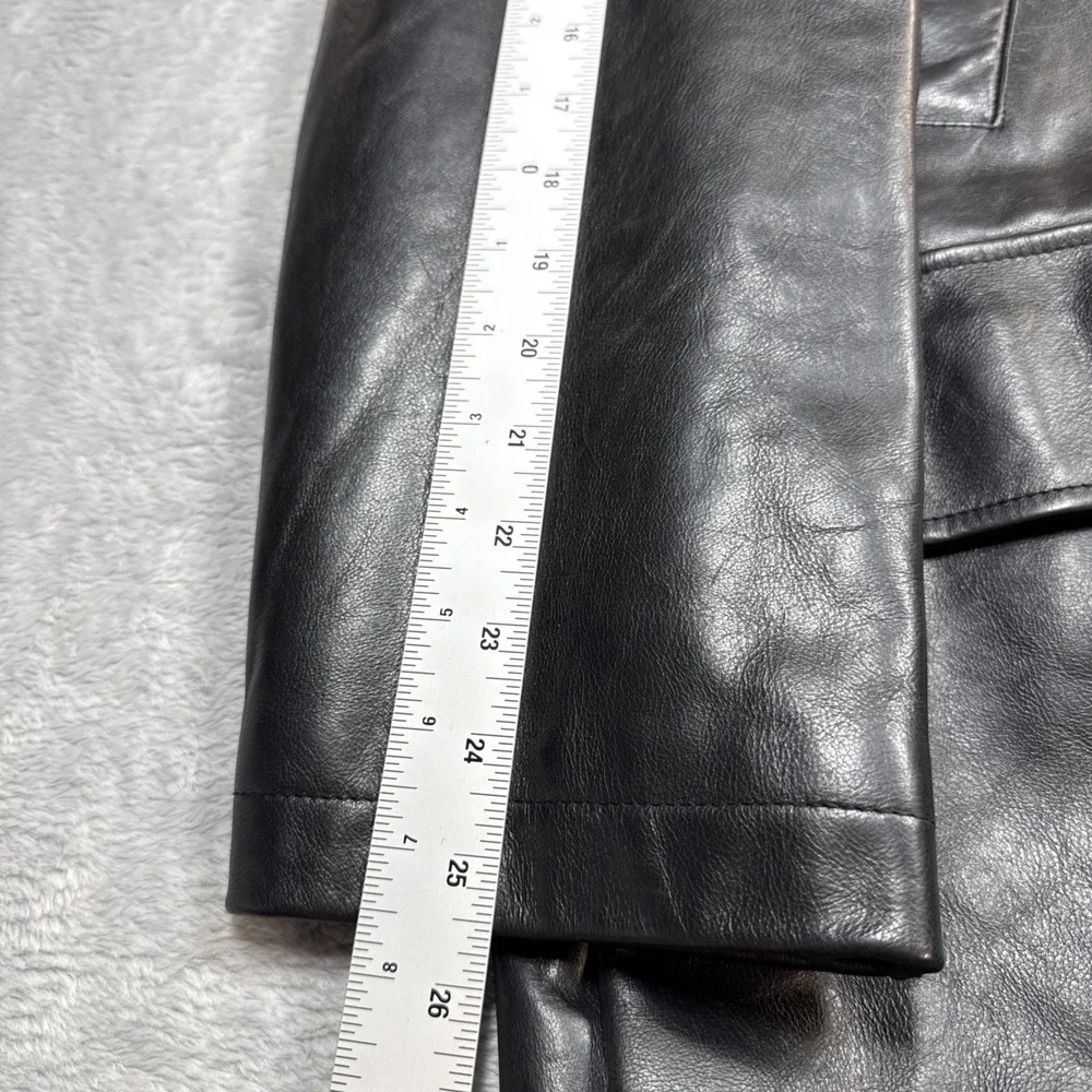 Vintage Polo Ralph Lauren Leather Jacket Men Large Black Wool Lined Car Coat